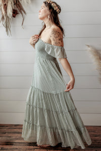 INDIE BLUE Women Women's Marabella Dress (sage swiss dot)