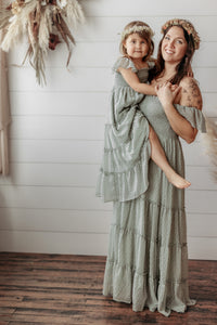 INDIE BLUE Women Women's Marabella Dress (sage swiss dot)