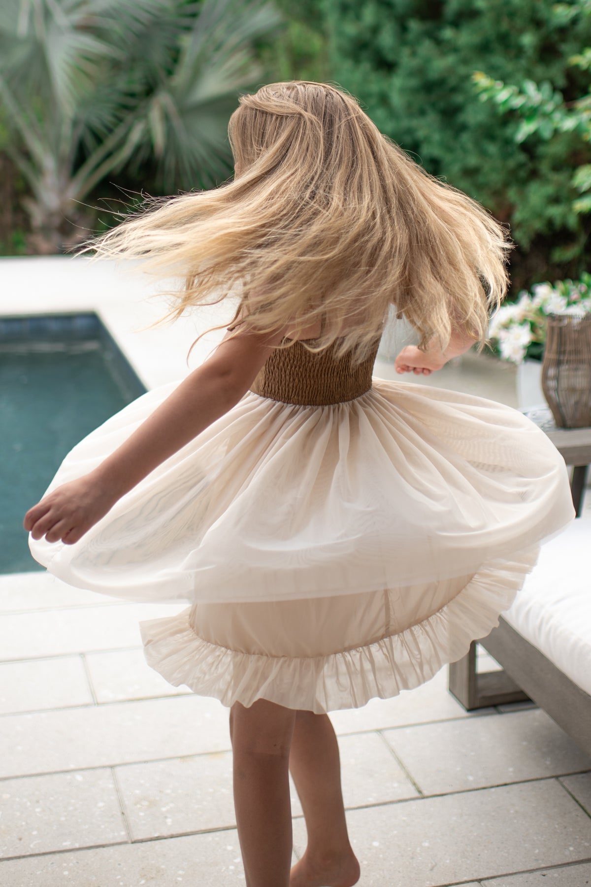 INDIE BLUE Dresses Jodi Twirl (two-tone mocha tulle)