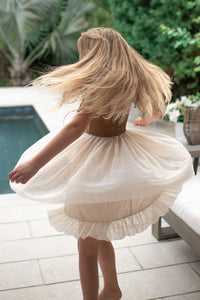 INDIE BLUE Dresses Jodi Twirl (two-tone mocha tulle)