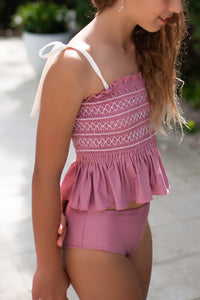 INDIE BLUE SWIM Smocked Tankini Set (violet)