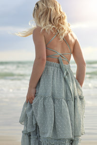 INDIE BLUE Dresses Wendy Dress (sage swiss dot)