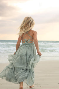 INDIE BLUE Dresses Wendy Dress (sage swiss dot)