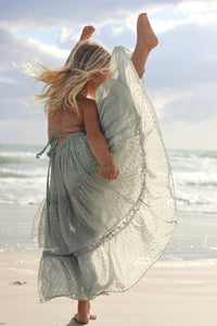 INDIE BLUE Dresses Wendy Dress (sage swiss dot)