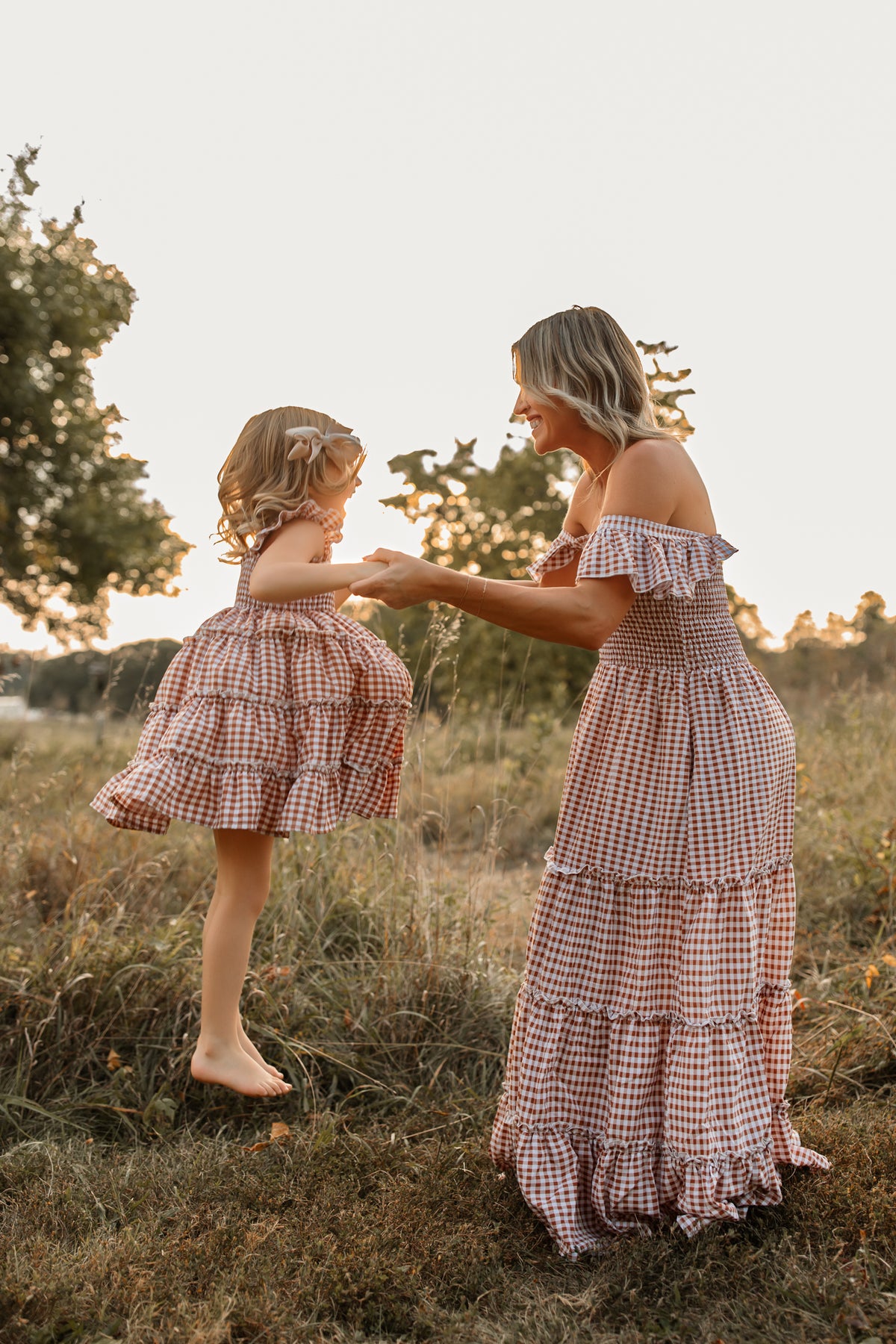 INDIE BLUE Dresses Pia Dress (brown gingham)