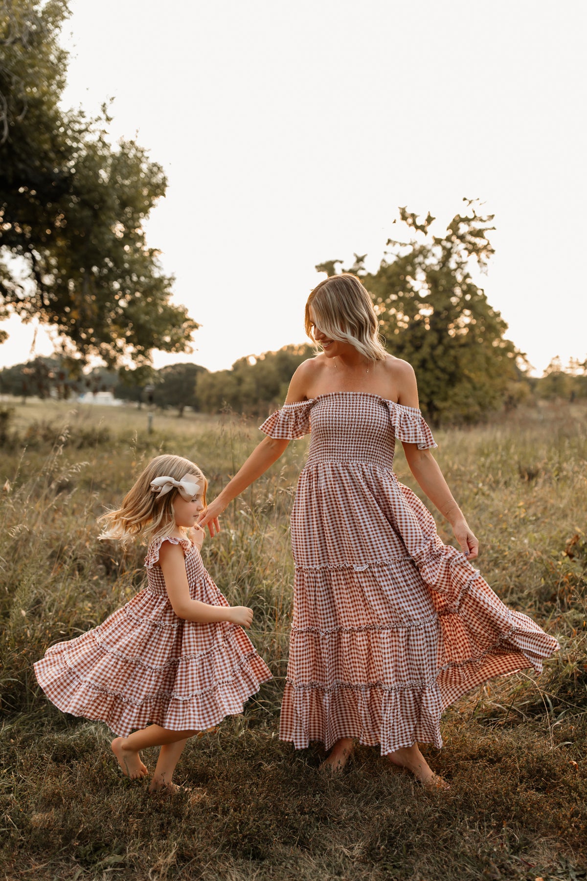 INDIE BLUE Dresses Pia Dress (brown gingham)