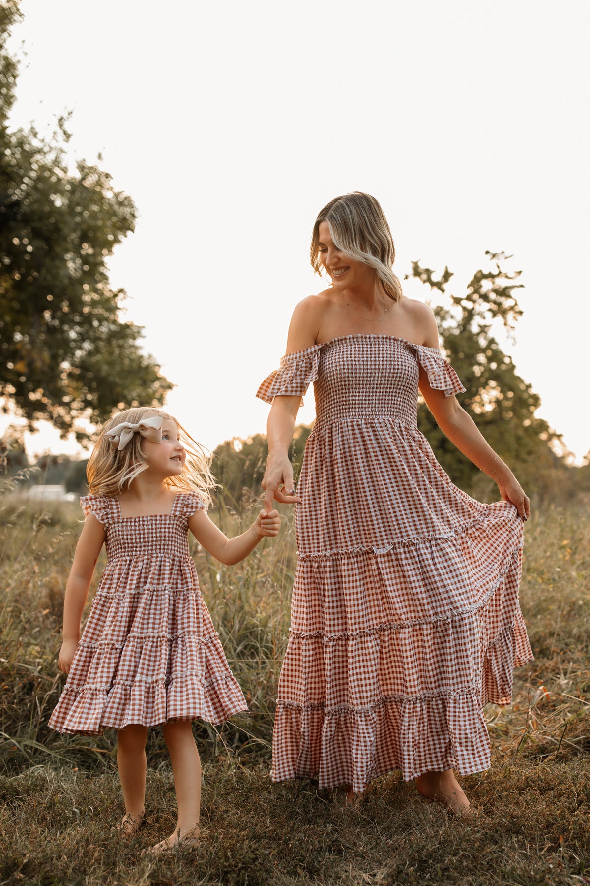 INDIE BLUE Dresses Pia Dress (brown gingham)