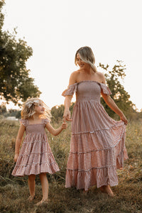 INDIE BLUE Dresses Pia Dress (brown gingham)