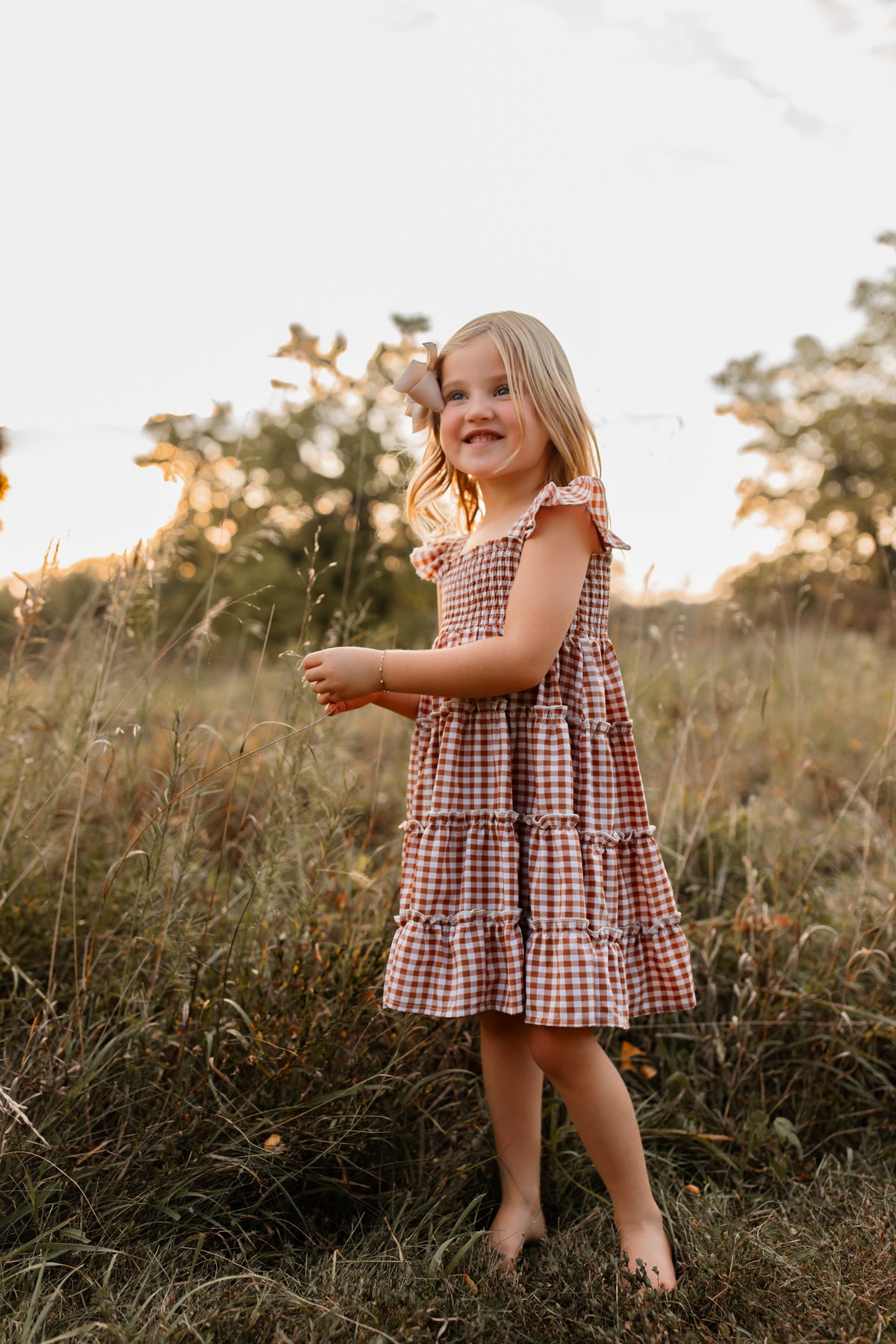 INDIE BLUE Dresses Pia Dress (brown gingham)
