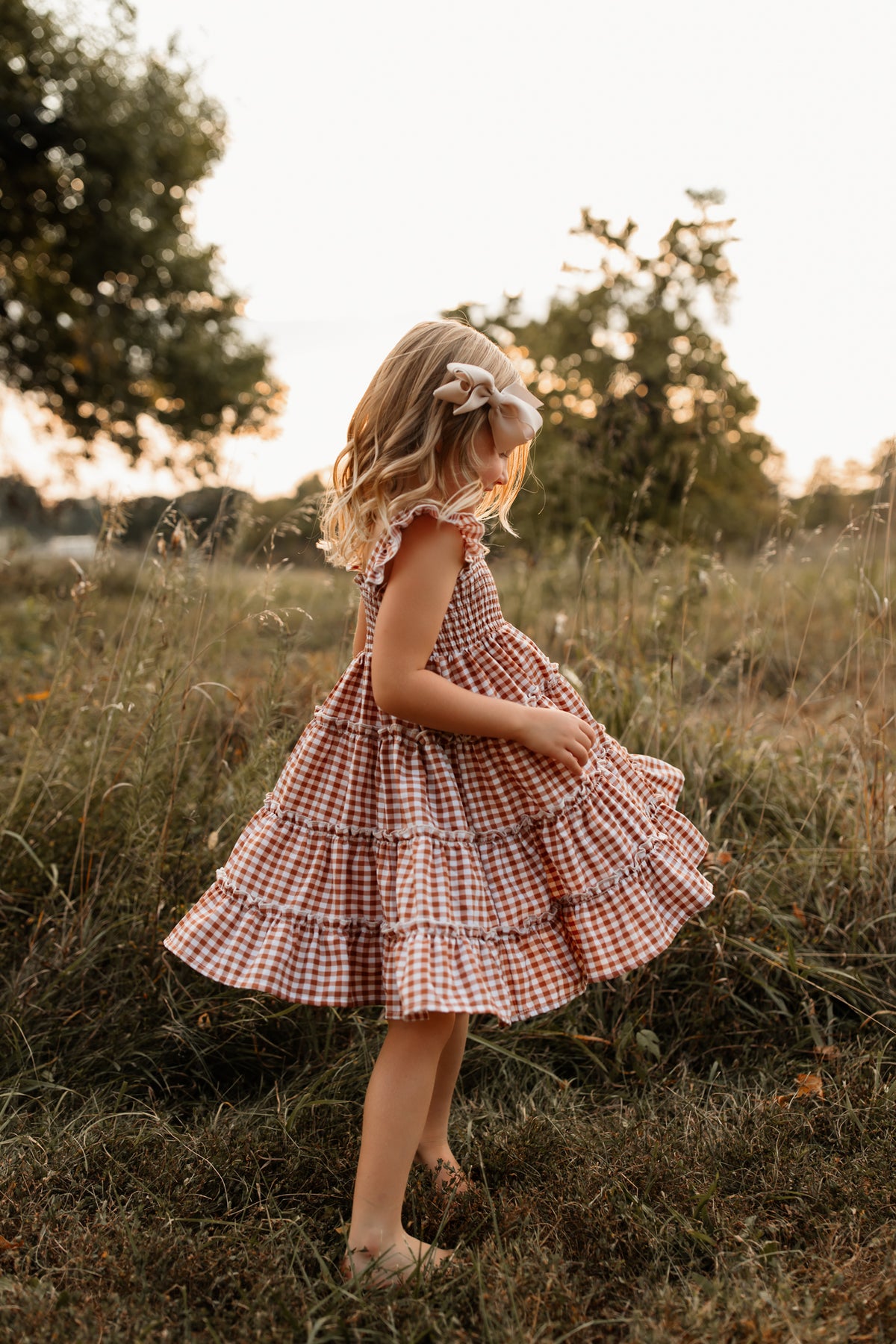 INDIE BLUE Dresses Pia Dress (brown gingham)