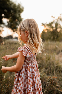 INDIE BLUE Dresses Pia Dress (brown gingham)