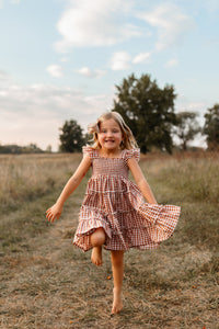 INDIE BLUE Dresses Pia Dress (brown gingham)