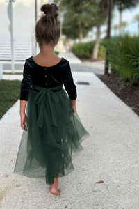 INDIE BLUE Dresses Gracie Dress (forest velvet tulle)