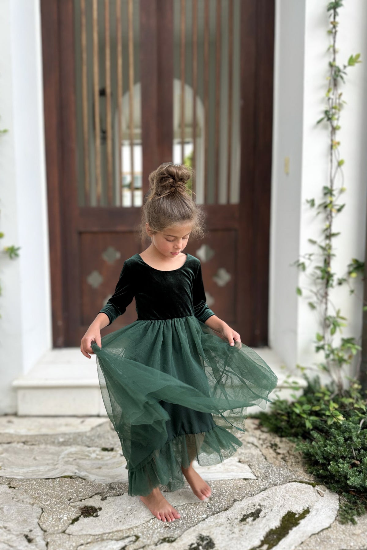 INDIE BLUE Dresses Gracie Dress (forest velvet tulle)