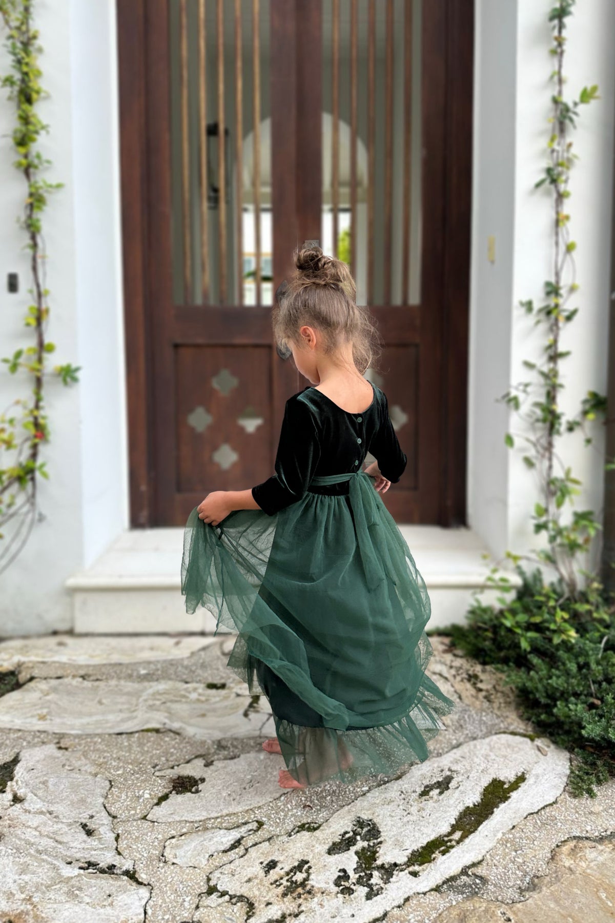 INDIE BLUE Dresses Gracie Dress (forest velvet tulle)