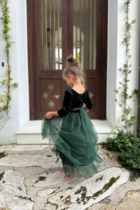 INDIE BLUE Dresses Gracie Dress (forest velvet tulle)