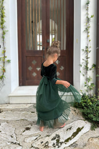 INDIE BLUE Dresses Gracie Dress (forest velvet tulle)