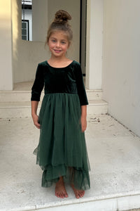 INDIE BLUE Dresses Gracie Dress (forest velvet tulle)