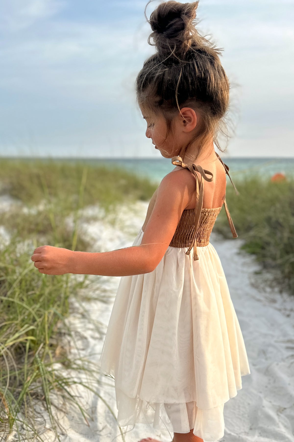 INDIE BLUE Dresses Jodi Twirl (two-tone mocha tulle)