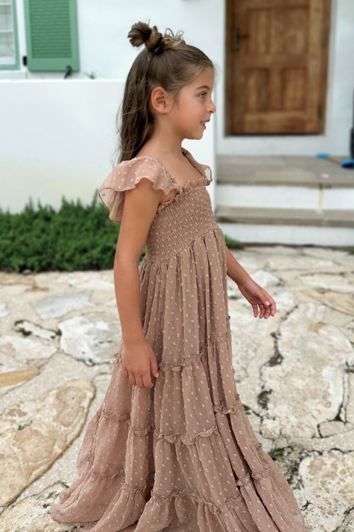 INDIE BLUE Dresses Marabella Dress (mocha swiss dot)