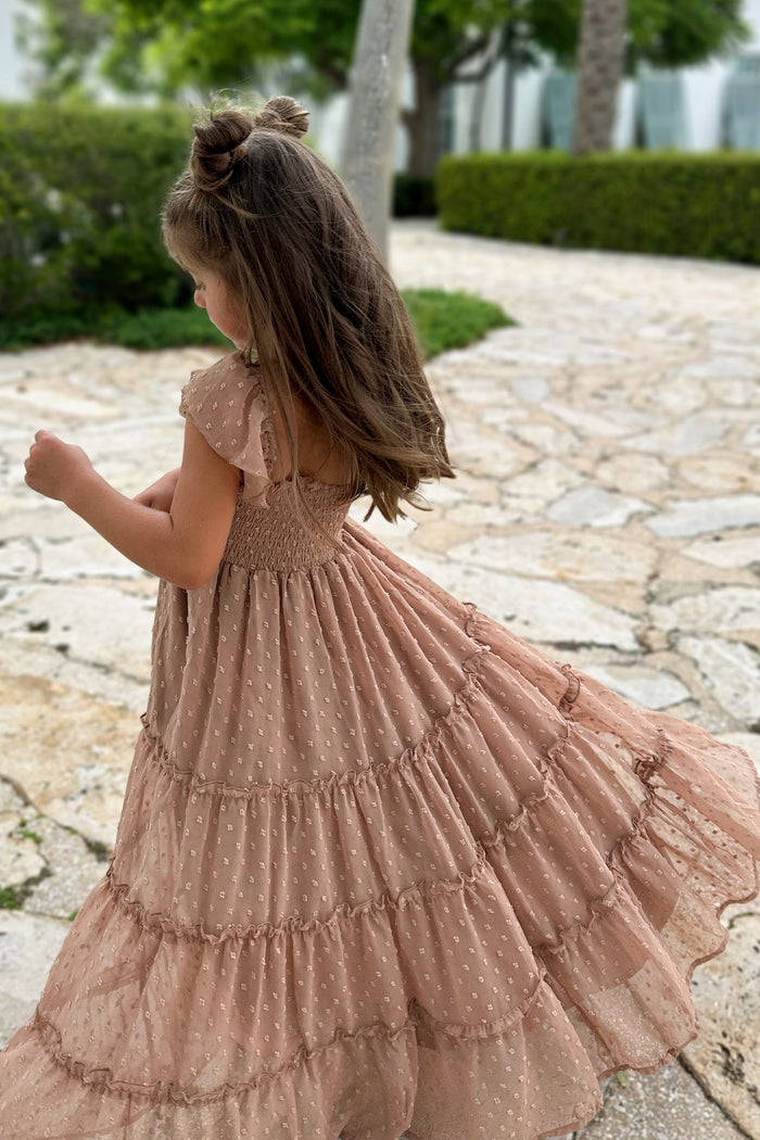 INDIE BLUE Dresses Marabella Dress (mocha swiss dot)
