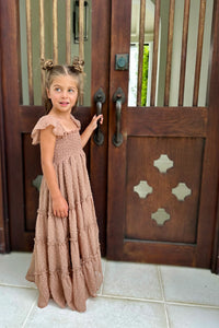INDIE BLUE Dresses Marabella Dress (mocha swiss dot)