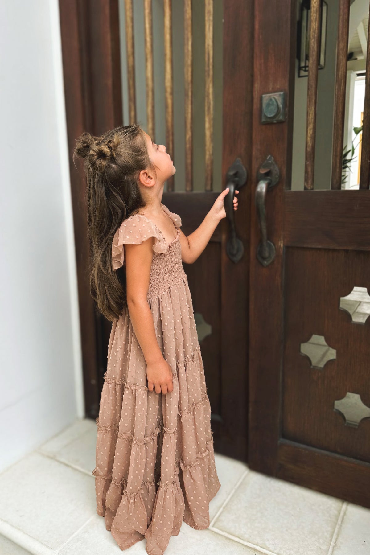 INDIE BLUE Dresses Marabella Dress (mocha swiss dot)