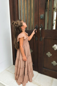 INDIE BLUE Dresses Marabella Dress (mocha swiss dot)