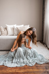 INDIE BLUE Dresses Vera Flow Dress (sage swiss dot)