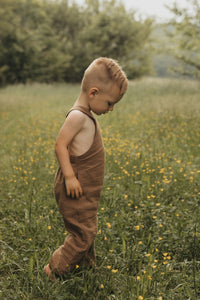 INDIE BLUE Boys Grady Romper (mocha muslin)