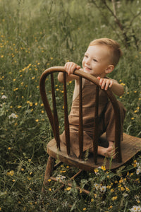 INDIE BLUE Boys Grady Romper (mocha muslin)