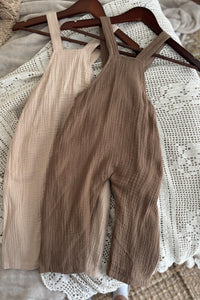 INDIE BLUE Boys Grady Romper (mocha muslin)