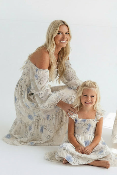 Women's Pippa Maxi (floral blue chiffon) L Women's Pippa Maxi (floral blue chiffon) L