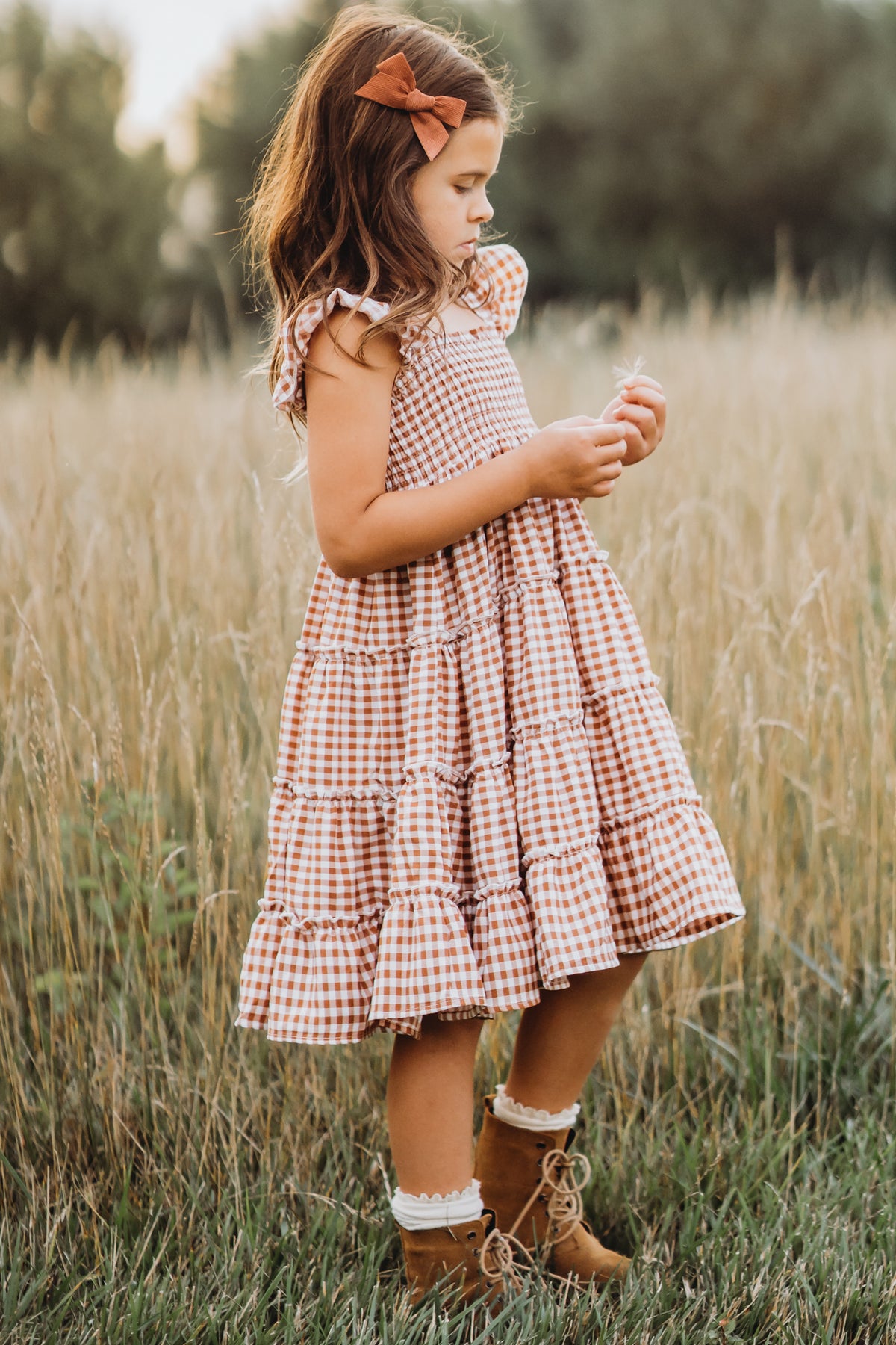 INDIE BLUE Dresses Pia Dress (brown gingham)