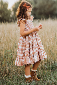 INDIE BLUE Dresses Pia Dress (brown gingham)