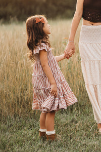 INDIE BLUE Dresses Pia Dress (brown gingham)