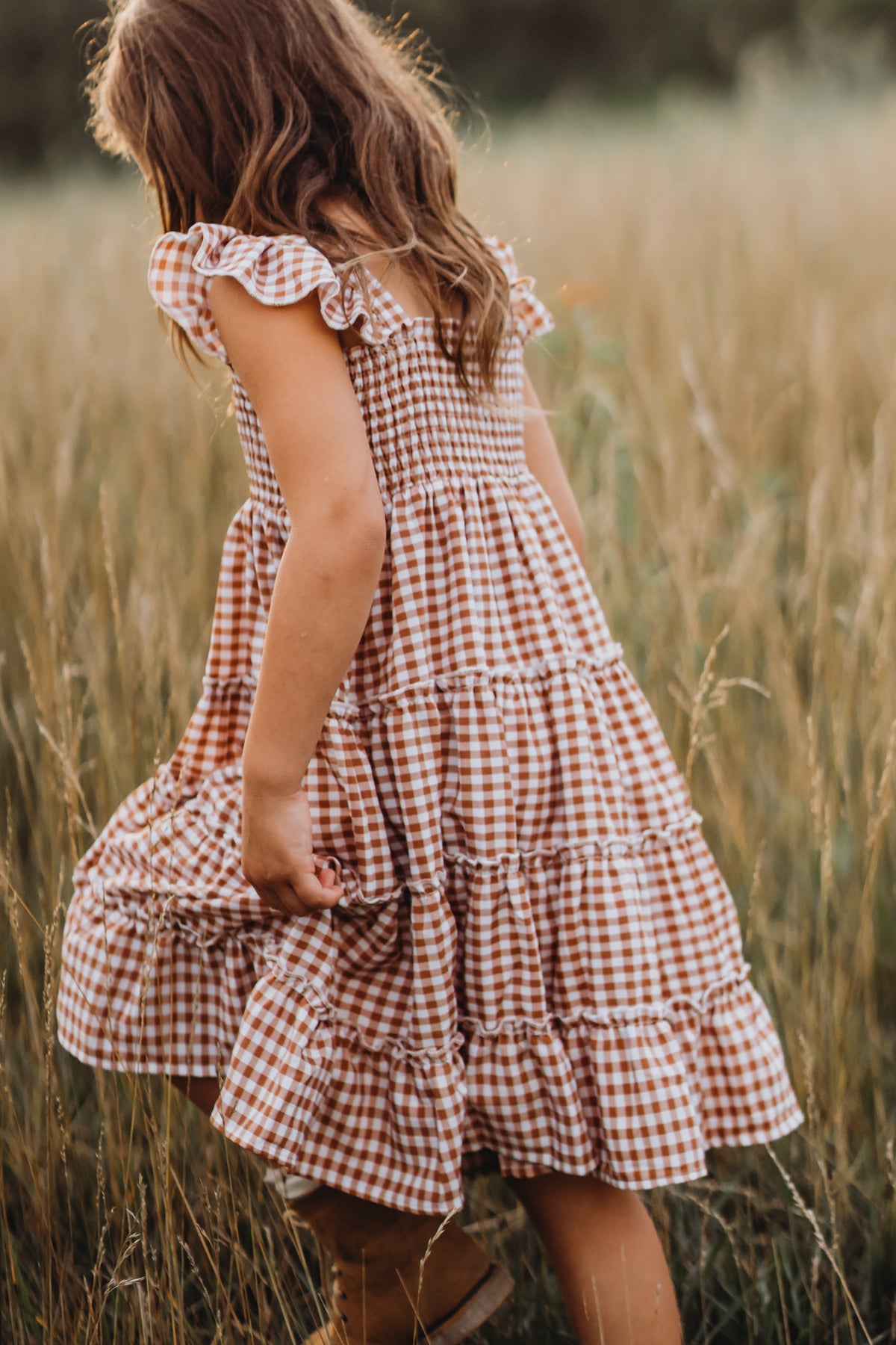 INDIE BLUE Dresses Pia Dress (brown gingham)