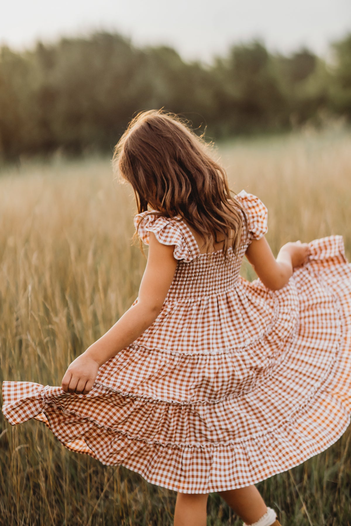 INDIE BLUE Dresses Pia Dress (brown gingham)