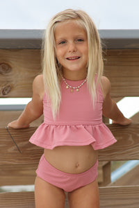 INDIE BLUE SWIM Flutter Tankini Set (petal ribbed)