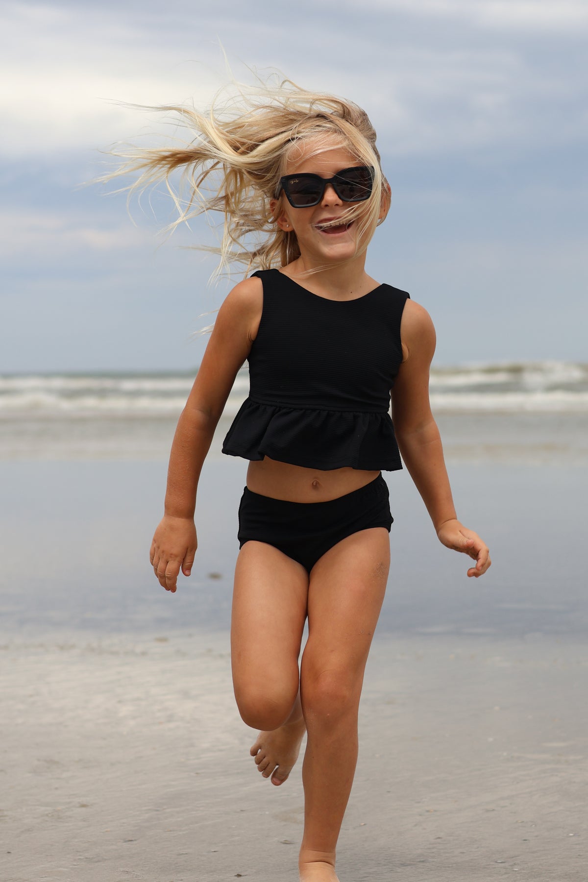 INDIE BLUE SWIM Flutter Tankini Set (midnight ribbed)