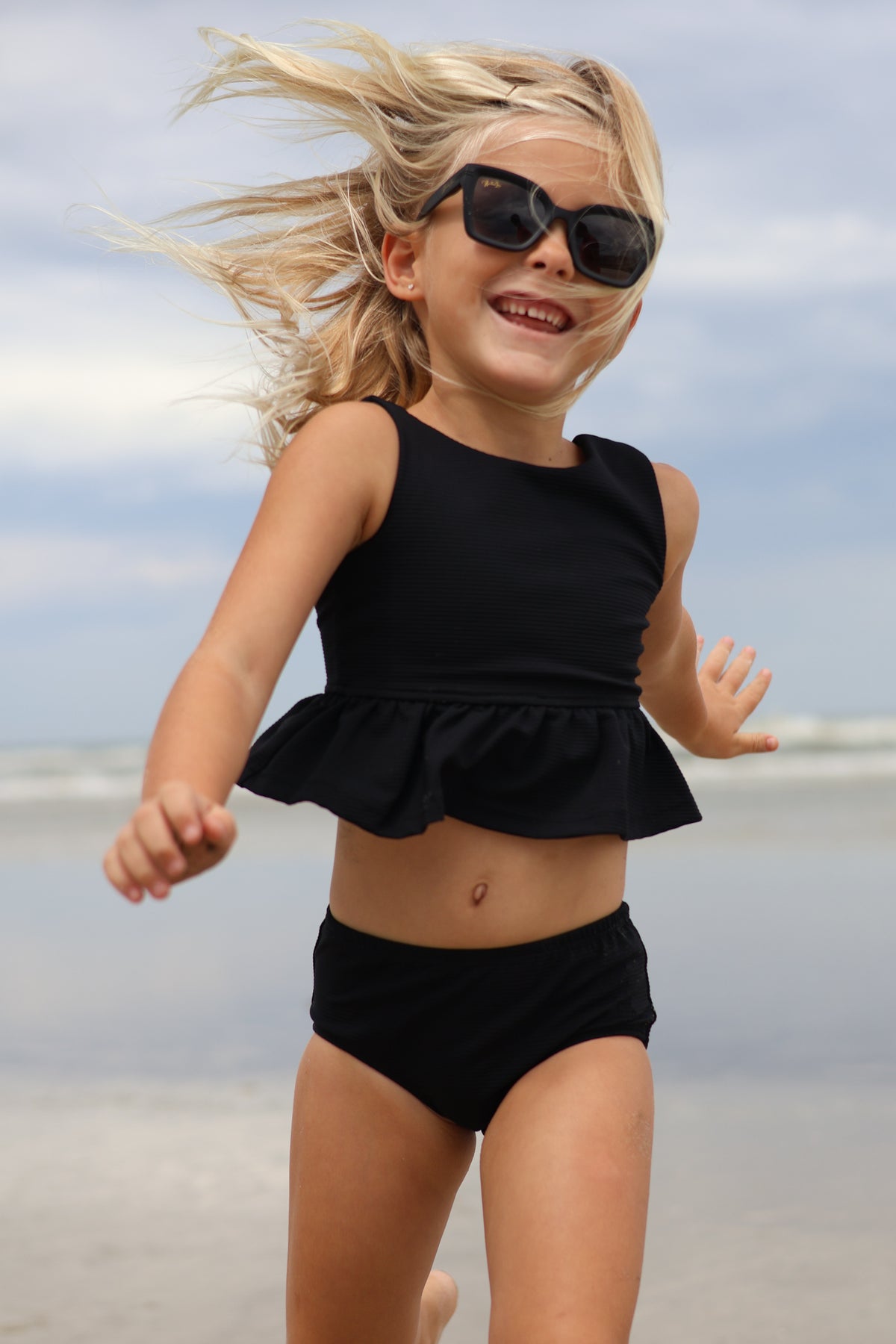 INDIE BLUE SWIM Flutter Tankini Set (midnight ribbed)