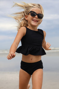INDIE BLUE SWIM Flutter Tankini Set (midnight ribbed)
