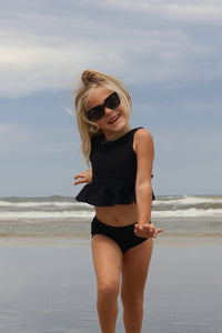INDIE BLUE SWIM Flutter Tankini Set (midnight ribbed)