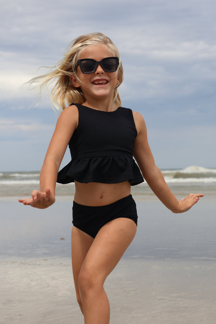 INDIE BLUE SWIM Flutter Tankini Set (midnight ribbed)