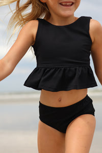 INDIE BLUE SWIM Flutter Tankini Set (midnight ribbed)