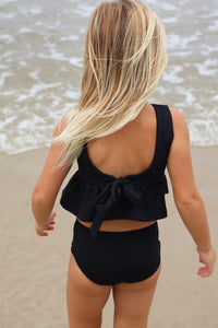 INDIE BLUE SWIM Flutter Tankini Set (midnight ribbed)