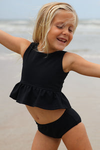 INDIE BLUE SWIM Flutter Tankini Set (midnight ribbed)