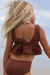 INDIE BLUE SWIM Flutter Tankini Set (cocoa ribbed)