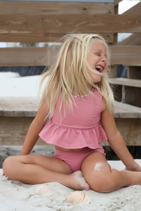 INDIE BLUE SWIM Flutter Tankini Set (petal ribbed)