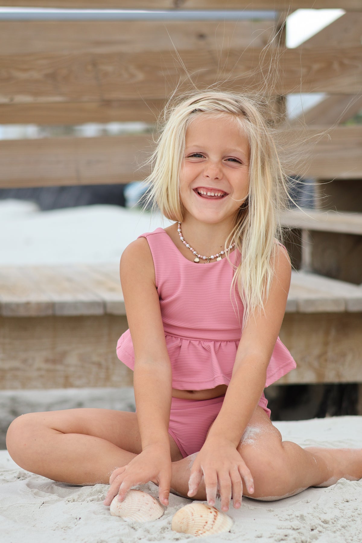 INDIE BLUE SWIM Flutter Tankini Set (petal ribbed)